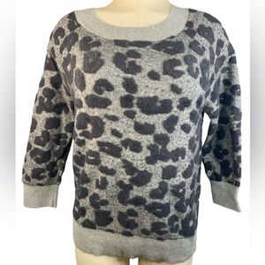 LOFT Gray Leopard Print Women's Sweater Medium